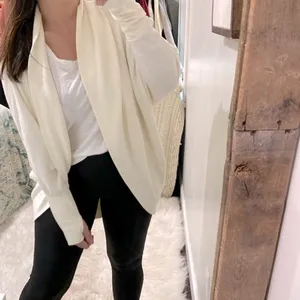 Wonderly oversized ivory color waffle knit sweater cardigan size small thumbnail 2