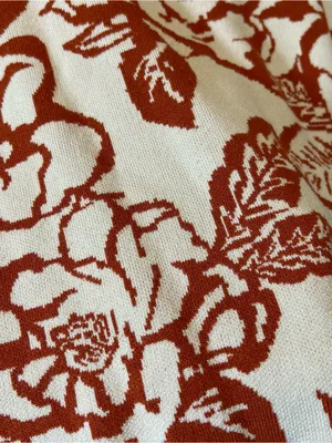 Baltic Born Sebastian‎ Puff Sleeve Shoulder Floral Knit Sweater XL Cream Orange thumbnail 11