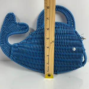 Tommy Bahama Blue Whale Wicker‎ Crossbody Bag Novelty Nautical Purse thumbnail 5
