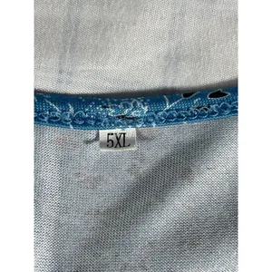 Women's Blue Floral V-Neck Short Sleeve Knit Sleepwear Top Polyester/Spandex 5XL thumbnail 8