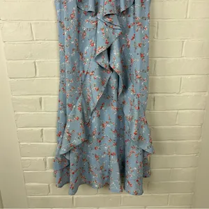 Lulus Radiant Rosa Light Blue Floral Print Ruffled Mini Dress Size M thumbnail 6