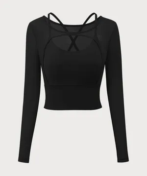 Berlook Black Cut Out Long Sleeve Top--Light Support thumbnail 5