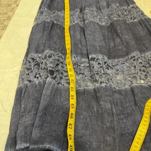 Blue Maxi Dress Large Lace Off Shoulder Boho Cottagecore Romantic Flowy Lace New thumbnail 6