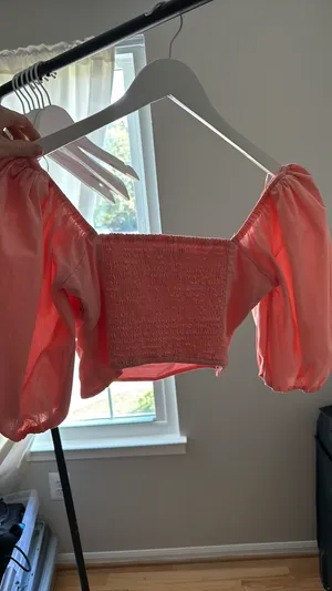 Abercrombie Smocked Top Puff Sleeve Crop thumbnail 2