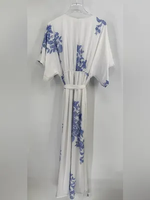 Sugar lips white maxi dress with blue floral print size large NWT thumbnail 3