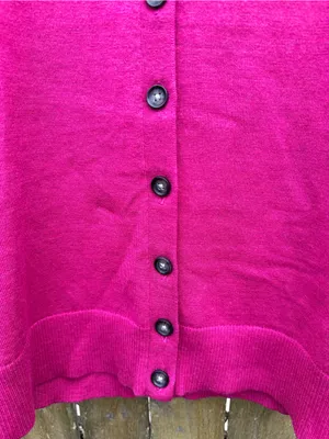 Banana Republic Merino Wool Blend Cranberry Crew Neck Button Cardigan Size Small thumbnail 2