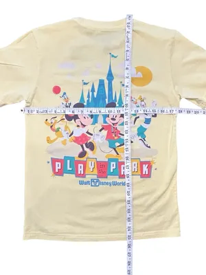Disney Parks Play in the Park Yellow Pocket T Shirt XS Mickey Mouse Friends EUC thumbnail 3