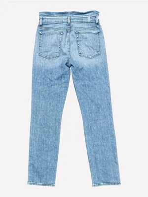 7 For All Mankind Paper Bag Jean Women 27” High Waist Skinny Frayed Ruffle Waist thumbnail 2