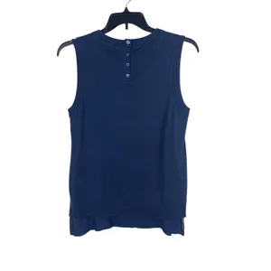 Banana Republic Women’s L Navy Sleeveless Top Knit Silk Blend Layered Hem NWT thumbnail 2