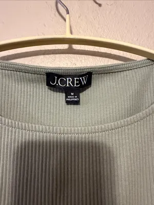 J.Crew Vintage Rib Ruffle Boatneck Tank Top Pale Surplus Green Size‎ Small thumbnail 4