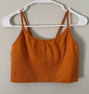 PINK by Victoria’s Secret Ribbed Orange Sports Bra thumbnail 1