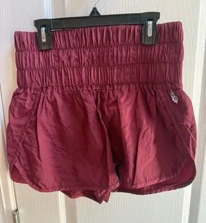 High-Waist Smocked Wine Women’s Shorts thumbnail 1