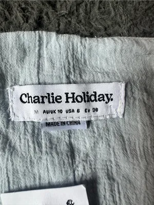 Charlie Holiday Jasper wrap top Dusk Blue size M 100% cotton bell sleeves NWT thumbnail 2
