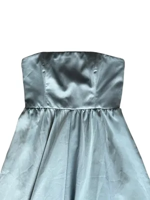 Anthropologie BHLDN Elsie Straight Neck Satin A-Line Gown Maxi Dress Dusty Blue thumbnail 4