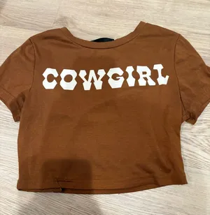 Shein Brown Cowgirl Crop Tee thumbnail 1