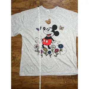 Mickey Mouse Licensed Ladies Character Tee With Embroidery Size L Gray thumbnail 5