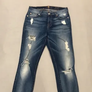 7 for all mankind ankle skinny blue jeans thumbnail 4