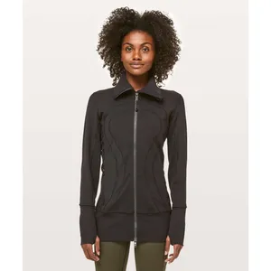 Lululemon In Stride Athletic Jacket thumbholes zipper zip black womens 4 thumbnail 2