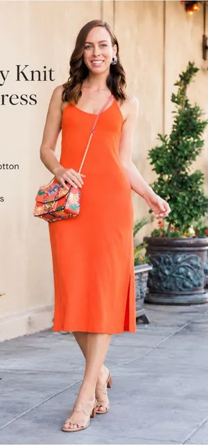 J.Crew Strappy Knit Midi Dress Size Small Orange thumbnail 1