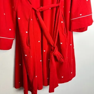 BEDHEAD Pajamas Heart Dot Stretch Organic Cotton Jersey Robe in Tiny Hearts L/XL thumbnail 11