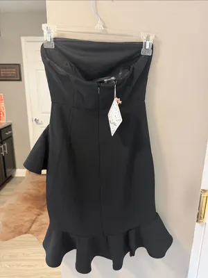 $99 NWT Selfie Leslie X Angel BIBA Black Ruffle Hem Dress – Size XS thumbnail 4
