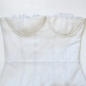 Retrofête Amberly Leather‎ Dress in Optic White Size M NWT Snakeskin Mini Lace thumbnail 5