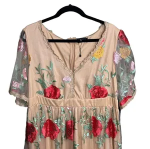 Xpluswear Elegant Floral V-Neck Maxi Dress XL thumbnail 3