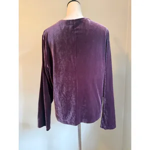 NY&Co XL Purple Velvet Cardigan Long Sleeve Top whimsigoth boho retro grunge y2k thumbnail 3
