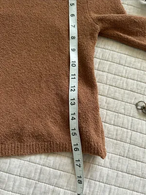Aerie tan textured open back sweater long sleeve crop top XS cotton thumbnail 9