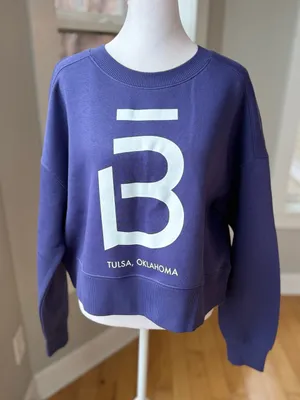 District Purple Cropped Boxy Crewneck Sweatshirt w Tulsa Oklahoma Graphic XL thumbnail 1