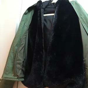 Faux fur detachable linen jacket size M Green Size M thumbnail 2