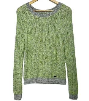 Abercrombie & Fitch Gray Green Knit Long Sleeve Pullover Crew Neck Sweater Sz M thumbnail 1