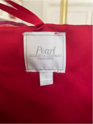 Pearl‎ Marchesa Mini Dress Red Strapless Embroidered Tulle Cocktail Glamour Luxe thumbnail 4