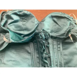 Teal Sequin Corset Mini Dress Off Shoulder Ruffle Tiered Lace Up Prom Formal S/M thumbnail 5