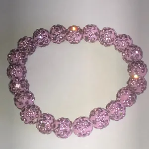 Pinkish Purple Rhinestone Bead Stretch Bracelet Pink thumbnail 3