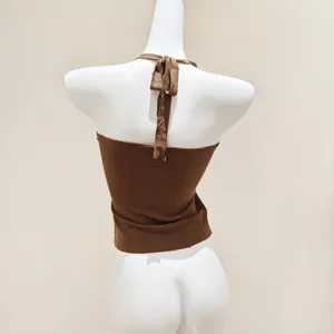 Others Follow Brown Corduroy Halter Tube Top Faux Fur thumbnail 4