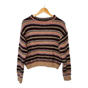 Elsamanda Striped Alpaca Wool Blend Sweater Womens Large Brown Multi Knit Italy‎ thumbnail 4