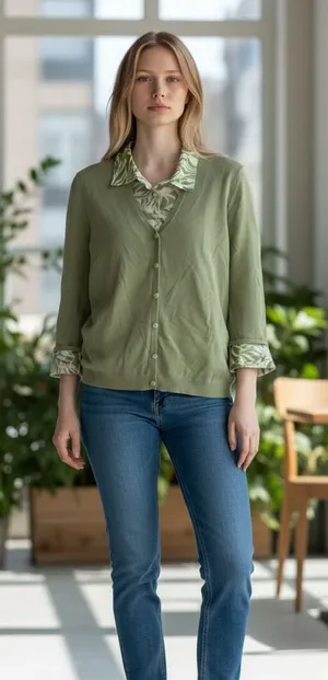 Alfred Dunner Green Patterned Blouse thumbnail 1