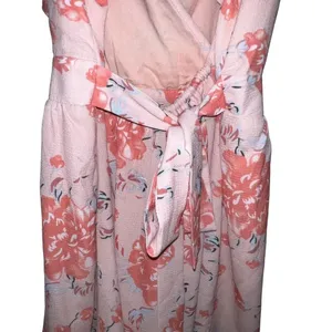 Angel Biba Open Back Orange Floral‎ Romper Ruffle V Neck Tassle Back Ties Size 8 thumbnail 6
