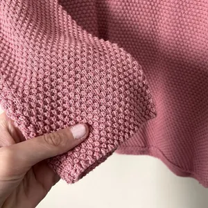 Pink waffle knit sweater buttons casual crewneck warm winter fall oversized thumbnail 4