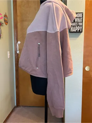 Nike two tone color block tan brown cropped oversized hoodie size S casual thumbnail 4