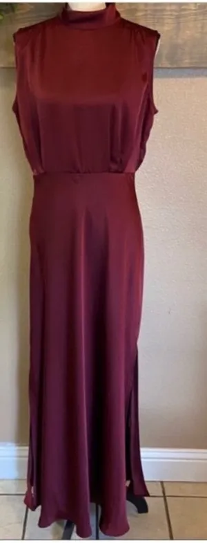 Lulus Classic Elegance Plum Chiffon Sleeveless Mock Neck Maxi Dress – Size M thumbnail 1