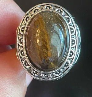 Tigers eye stone silver ring size 8.75 thumbnail 7
