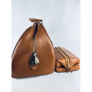 Vintage Top Grain Cowhide Leather Travel Bag Bag + Dopp Kit Leather Toiletry thumbnail 7