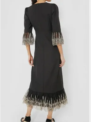 NWT Pomander Place Tuckernuck Lillith midi dress black gold extra large thumbnail 2
