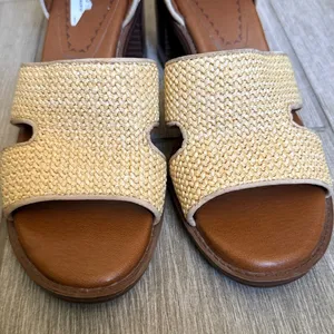 Zodiac IDA Woven‎ Raffia Block Heel Sandals Beige Ankle Strap SZ 8 thumbnail 4