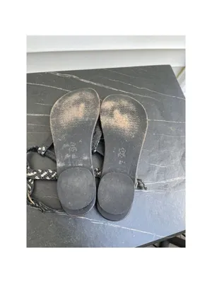 Audrey Brook women’s flat leather woven thong sandals braided black Sz 7 thumbnail 9