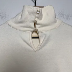 BURU Women Cotton Turtleneck Top Medium‎ Cream Keyhole Back Long Sleeve Nursing thumbnail 6