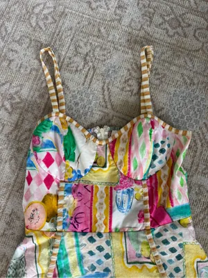 Impeccable Pig Sleeveless Multi-Print Summer Sundress - Pink & Yellow thumbnail 3
