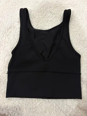 lululemon athletica Black Ribbed V-Neck Tank Bodysuit thumbnail 1
